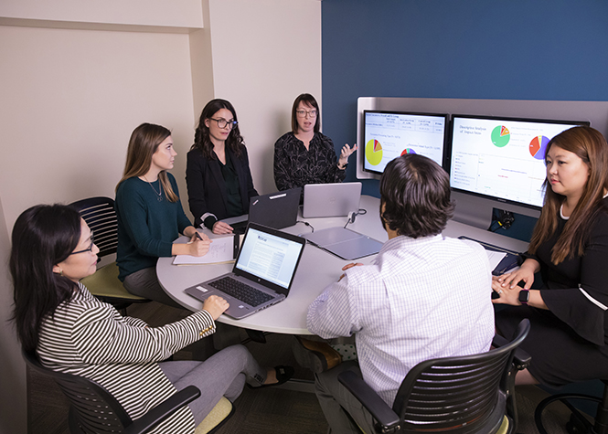 Group of business people at a table